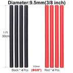 8 FT Diameter 3/8 Inch 3:1 Heat Shrink Tubing Dual Wall Adhesive Lined Marine Grade Electrical Cable Heat-Shrink Insulation Wrap Tube(Black-4Ft, Red-4Ft)