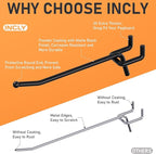INCLY 36 Pack 4/6/8 Inch Black Pegboard Hooks, 1/4" Heavy Duty Peg Board Shelving Hooks Accessories, Peg Board Tool Hangers Fit 1/4" Pegboard for Organizing Garage, Craft Room, Kitchen, Store