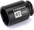 CASOMAN 1/2" Drive x 41mm Deep 6 PT Impact Socket, CR-MO, 1/2-Inch Drive Axle Nut Socket for Easy Removal of Axle Shaft Nuts (41MM)