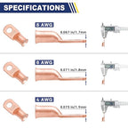 Haisstronica 60PCS Copper Wire Lugs Kit(AWG 8 6 4),Heavy Duty Battery Cable End,Bare Copper Crimp Connectors,Eyelets Tubular Ring Terminals(4Sizes/12Types)