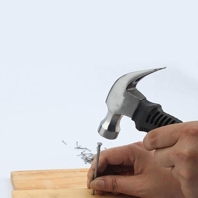 4 Pack 8 Oz Stubby Claw Hammer, Multifunction Small Mini Hammer, Bright Polished Head and Soft Comfort Grip Handle, Non Slip Nail Hammer for Household DIY Maintenance