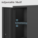 28" H Metal Wall Cabinet, Steel Wall Mount Storage Cabinets with 2 Doors and 1 Adjustable Shelf, Small Wall Cabinet for Kitchen, Garage, Laundry Room, Pantry, Black
