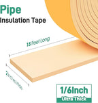 Pipe Insulation Tape, Foam Insulation Tape for Outdoor Pipes Winter Freeze Protection, Foam Pipe Insulation Wrap, Heat Tape for Water Pipes, Copper Pipes, PVC, AC Line, 2in x 15ft, Beige