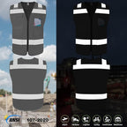 TCCFCCT Safety Vest for Men Women 5 Pockets Reflective Vest with Reinforced Zipper, High Visibility Construction Work Vest with Tabs for Walkie-talkie, Durable to Use, Meets ANSI/ISEA, Grey, XXL