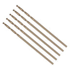 Drill Bit, #56 Cutting Diameter, 4341 HSS Gold Finish 118° Cutting Angle Number Jobber Bits - (Applications: for Drilling Soft Metal Plastic Wood), 5-Pieces