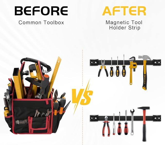 DGSL Magnetic Tool Holder Strip 10 Pack, 16 In Heavy Duty Tool Organizer Magnetic Strip, Tool Magnet Bar For Garage Tool Organization