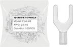 haisstronica 100pcs #8 Fork Terminals,AWG 22-16 Brazed Seam Non-Insulated Copper Wire Connectors