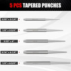 16 Pcs Punch and Chisel Set, Including Taper Punch, Center Punch, Pin Punch, Cold Chisels and Chisel Gauge for Mechanic and Metalworking