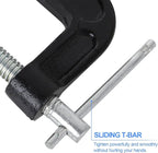 6 PCS Heavy Duty Steel C-Clamps - 4 Inch, Malleable Iron, Black, Set of 6 for Woodworking, Welding, Building