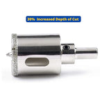 Drilax 2-1/2" Diamond Hole Saw | 1.5" Cutting Depth | Removable Pilot Pin & Triangular 3/8" Shank | Wet Drilling for Ceramic, Porcelain, Tile, Quartz, Granite, Marble | Large Pipe & HVAC Holes
