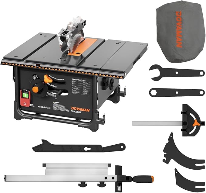 DTS02M Table Saw, 98% Dust Collection Rate, 15AMP with 8.5 inches Blade, 0-45° Bevel Cut for 1.77-2.36 inches Depth, On-tool Storage, Mini Table Saw Ideal for Woodworking & DIY