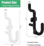 Pegboard Hooks 100-Packs, J Shape Peg Hooks,1/4 "Plastic Pegboard Hooks for Pegboard,Peg Hook Accessories for Garage, Office, Kitchen, Store