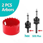 2 inch / 51mm Hole Saw with 1 pc SDS Plus Arbor and 1 pc Hex Shank Arbor, HSS Bi-Metal Hole Drilling Cutter for Wood Boards Plastic and Thin Metal (2 inch / 51mm)