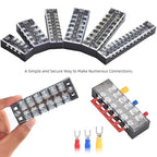 73Pcs(6Sets) Terminal Block Set, 6Pcs 6 Positions 600V 25A Dual Row Screw Terminal Strip Block + 6Pcs Pre-Insulated Terminals Barrier Strip + 60Pcs Insulated Fork Wire Connector by CGele…