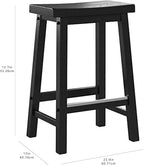 Amazon Basics Solid Wood Saddle-Seat Kitchen Counter Barstool with Footrest, Easy Assembly - 24-Inch Height - Black - Set of 2