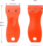 FOSHIO 2PCS Orange Plastic Razor Blade Scraper Tool and 100PCS Orange Plastic Blades for Gasket Remover, Sticker Remover, Labels Decal and Adhesive Remover for Windows and Glass