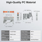 KV121 Terminal Block Kit, 600V 32A 24-12 AWG Compact Lever Wire Connectors, 12.6” DIN Rail Included, Quick Wiring Connection, DIN Rail Terminal Blocks Kit