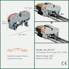 DIN Rail Terminal Blocks Kit, 20pcs Universal Compact Wire Connectors + 2pcs Connection Bar + 2pcs Marker Strip + 2pcs Terminal End Stopper + 20pcs Screws for 24-12 AWG