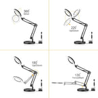 10X Magnifying Glass with Light and Stand, 2-in-1 Magnifier with Light, 5 Color Modes LED Desk Magnifying Glass, Hands Free for Craft Hobby Reading Painting Sewing Close Work