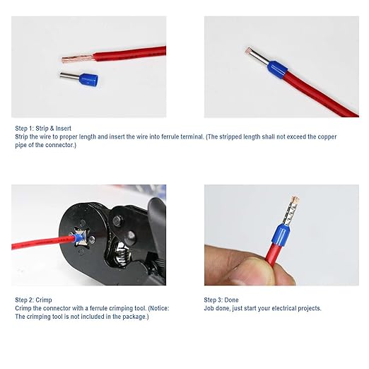 1200pcs Single and Dual Ferrules Terminal Set, AWG 6~22 Single-Line Barrel Ferrules and AWG10~22 Double Wire Ferrule Kit are Widely Applied in Electric, Electronic Industry, Equipment, Industrial,etc