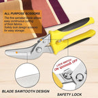 8 Inch Heavy Duty Scissors, Multifunction Shears for Cutting Cable Wires, Cardboard (8-Inch Curve Snips)
