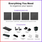 Keepo Pegboard Combination Kit, Pegboards and Accessories Modular Hanging for Gaming Setup, Gaming Station Peg Board, Gaming Organizer, Wall Game Controller Holder, Headset Stand, (Black, 22″×22″)