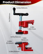 Pipe Clamps 3/4 inch 6 Pack Pipe Clamp with Unique Foot Ideal for Carpentry, Home Improvement, and DIY Projects Wood Gluing Clamps (Red, 3/4 IN with Pads)