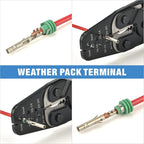 iCrimp Open Barrel Terminal& Weather Pack Terminal Crimper for AWG 24-14 with Built-in Wire Stripper&Cutter
