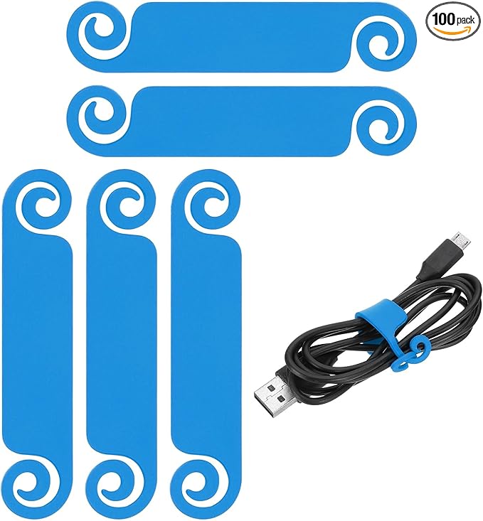 PATIKIL Cable Tags Flexible Cable Management Labels Cord Identification Tags, Wire Cord Markers for USB Computer Phone Charger Power - 100Pcs (Blue)