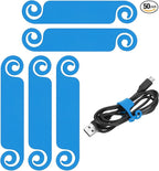 PATIKIL Cable Tags Flexible Cable Management Labels Cord Identification Tags, Wire Cord Markers for USB Computer Phone Charger Power - 50Pcs (Blue)
