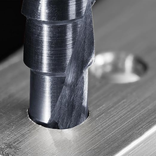 Four Spiral Flute Step Drill Bit, 1/4" - 3/4"(9 Sizes) 1/4" Hex Shank Cobalt Step Drill Bit Fully Coated with TiAlN for Metal, Stainless Steel, Aluminum, Plastic