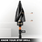 KSEIBI 2 Steps 7/8 & 1-1/8 inch SAE Standard Industrial Grade Step Drill Bit Ready Impact 1/4 inch Shank, 575080 High-Speed Steel Metal Drill Bits Black Oxide M2 Material