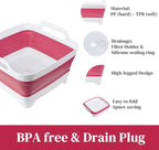 Collapsible Wash Basin for Baby Bottles - 2.4 Gallons Portable Dish Basin for RV Camping Sink, Space-Saving Dish Tub For Bottle Washing (Viva Magenta)