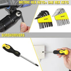 DNA MOTORING 220pcs Mechanic Tool Socket Wrench Set, SAE and Metric Socket Wrench Set, Tool Box Case for Home, Auto and Bike Repair, Yellow, TOOLS-00022
