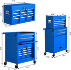 8-Drawer High Capacity Rolling Tool Chest, Removable Cabinet Storage Tool Box with Wheels and Drawers, Detachable Toolbox with Lock for Workshop Mechanics Garage