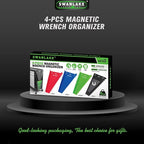 Magnetic Wrench Organizer 4-piece, Wrench Rack Tool Trays SAE (1/4" to 1-1/16"), Metric (6mm to 24mm), 64-Slot Drawer Storage Tools, Wrench Set Holder