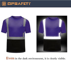 High Visibility Shirts Quick Dry Safety T Shirts with Reflective Strips and Pocket Short Sleeve Mesh Hi Vis Construction Work Class 2 Shirt for Men/Women Black Bottom Purple,6XL