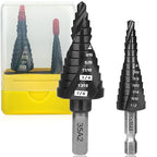 M35 Step Drill Bit Set,1/8" to 7/8" 25-Steps, Cobalt Bits, Heavy Duty for Stainless Steel, Hard Steel, Aluminum, Wood,2pcs.Co35A2_Co35A3