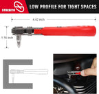 STREBITO Right Angle Screwdriver Set, Low Profile 26 Piece Small Ratchet, Stubby 90 Degree Ratcheting Screwdriver, Mini 1/4 Bit EDC Tool for Tight Spaces, Bike