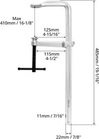 QWORK 16" Heavy Duty F Clamp, 4 Pack Drop-forged Bar Clamp, 4-3/4-Inch Throat Depth, Professional Forging Jaws, Rail, Spindle and Handle