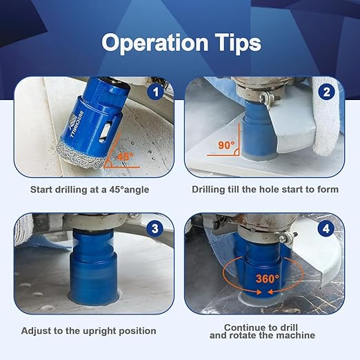 55mm Diamond Core Drill Bit for Porcelain Tile Ceramic Marble Granite Drilling,BRSCHNITT 2pcs Vacuum Brazed Diamond Hole Saw with 5/8-11 Thread (55mm 2pcs)