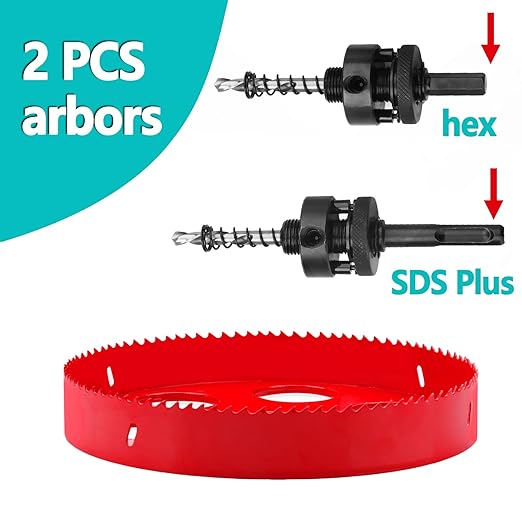 11.6 inch / 295mm Hole Saw with SDS Plus Arbor and Hex Shank Arbor,HSS Bi-Metal Hole Drilling Cutter for Wood Boards Plastic and Thin Metal (11.6 inch / 295mm)