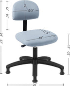 Chair Master FSS Series Square seat Low (17"-23") seat Height Chair. Vinyl-for Office, Garage, Desk, Shop, Computer, Doctor, Medical, Easy to Clean! NO Footring (Gray, Low, Glides)