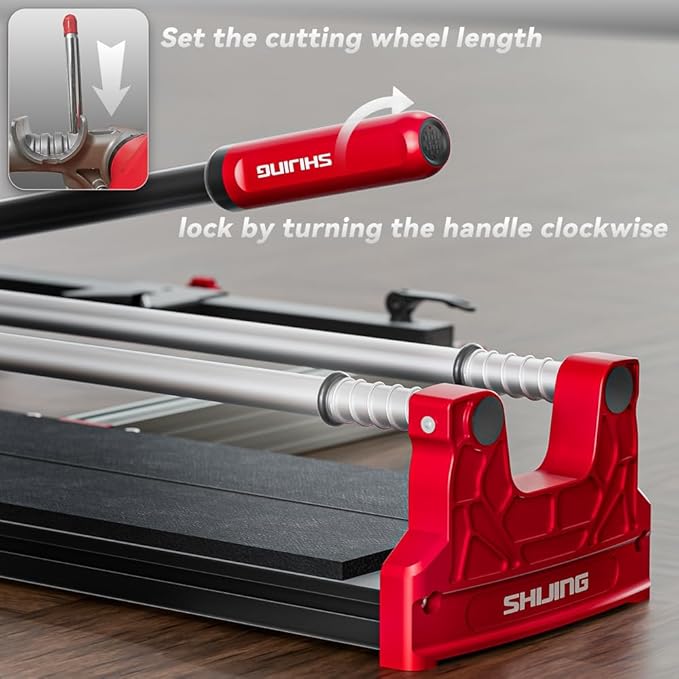 SHIJING 48'' Double Track Manual Tile Cutter with Laser Cutting Guide Porcelain Tile Cutter with Split Platen,Double Aluminum Base
