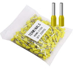 Fidioto 18AWG Wire Ferrules Terminals, 250pcs Yellow AWG18 Terminal Connector Wire Insulated Cord Pin Ends Terminals for Electric, Industrial, Chemical Industry, Power Control System, etc.