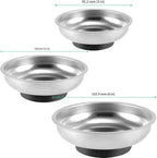 FUNSUEI 9 Packs 3/4/6 Inches Magnetic Tray Set, Stainless Steel Magnetic Bowl, Round Magnetic Parts Tray for Pins, Screws, Bolts, Nuts, Small Parts