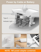 Desk Lamp, Table Lamp 1500mAh Dimmable Reading Lamp with Clamp and Type-C Charging Port, Desk Light for Home Office Reading Working Studying Gooseneck Adjustable Flexible - White