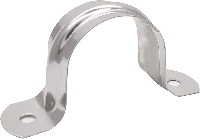20 Pcs 1.5inch Rigid Pipe Strap,Two Hole Stainless Steel Strap U Bracket, Widened Tube Strap Tension Clip Assortment Kit Heavy Duty Pipe Clamp（50mm）