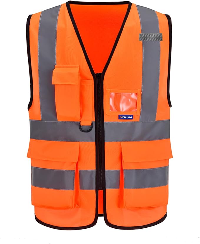 A-SAFETY orange safety vest 7 Pocket Class 2,XL