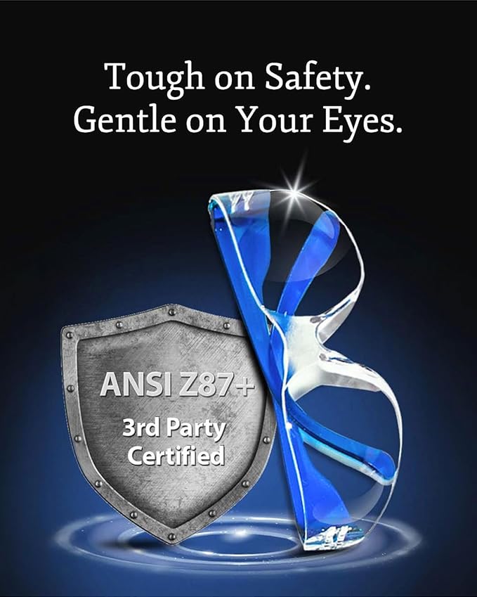 Aqulius Safety Glasses Bulk - 96-Pack, Multi-Color - Anti-Fog Safety Goggles & Protective Eyewear - Over Eyeglasses, Eye Protection for Shooting & Construction